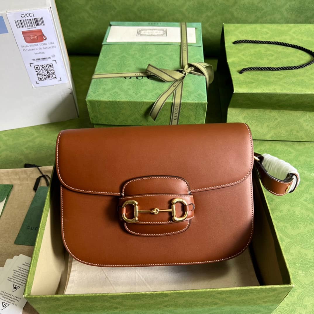 Replica Gucci Horsebit 1955 Leather Small Shoulder Bag 602204