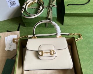 Replica Gucci Horsebit 1955 Top Handle Leather Mini Bag 703848