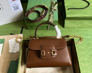 Replica Gucci Horsebit 1955 Top Handle Leather Mini Bag 703848