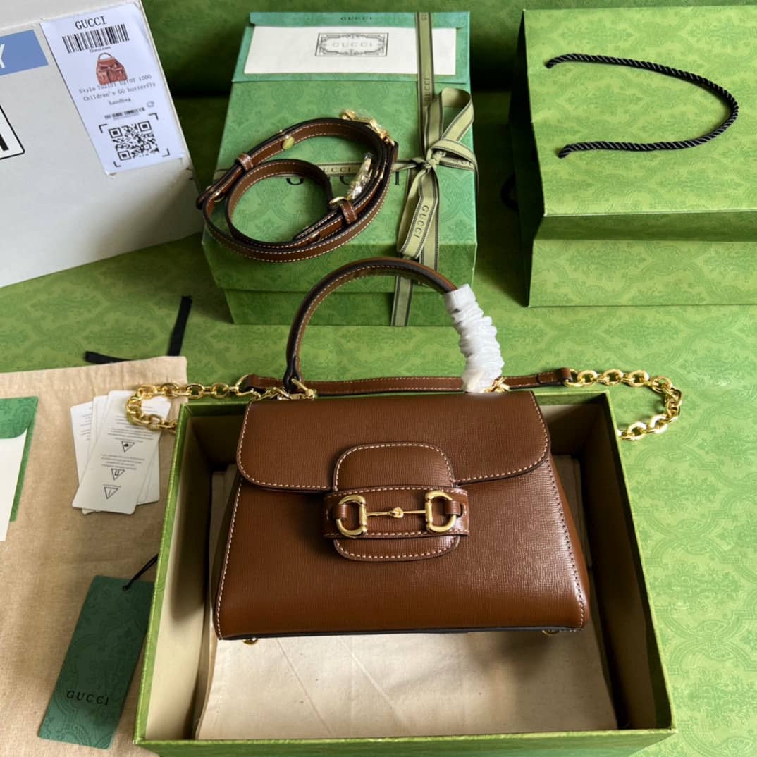 Replica Gucci Horsebit 1955 Top Handle Leather Mini Bag 703848