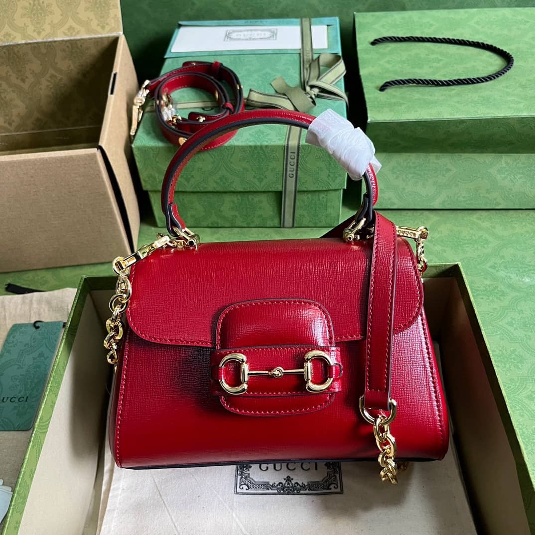 Replica Gucci Horsebit 1955 Top Handle Leather Mini Bag 703848