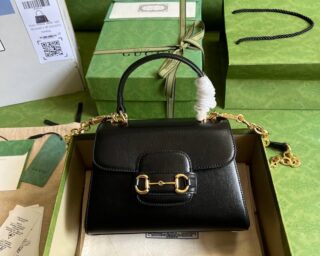 Replica Gucci Horsebit 1955 Top Handle Leather Mini Bag 703848