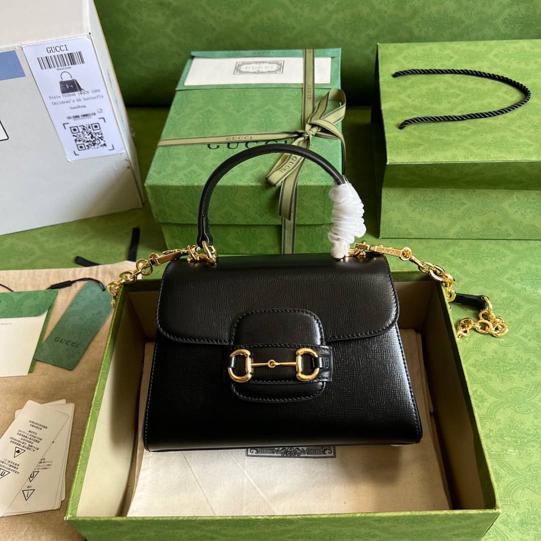 Replica Gucci Horsebit 1955 Top Handle Leather Mini Bag 703848