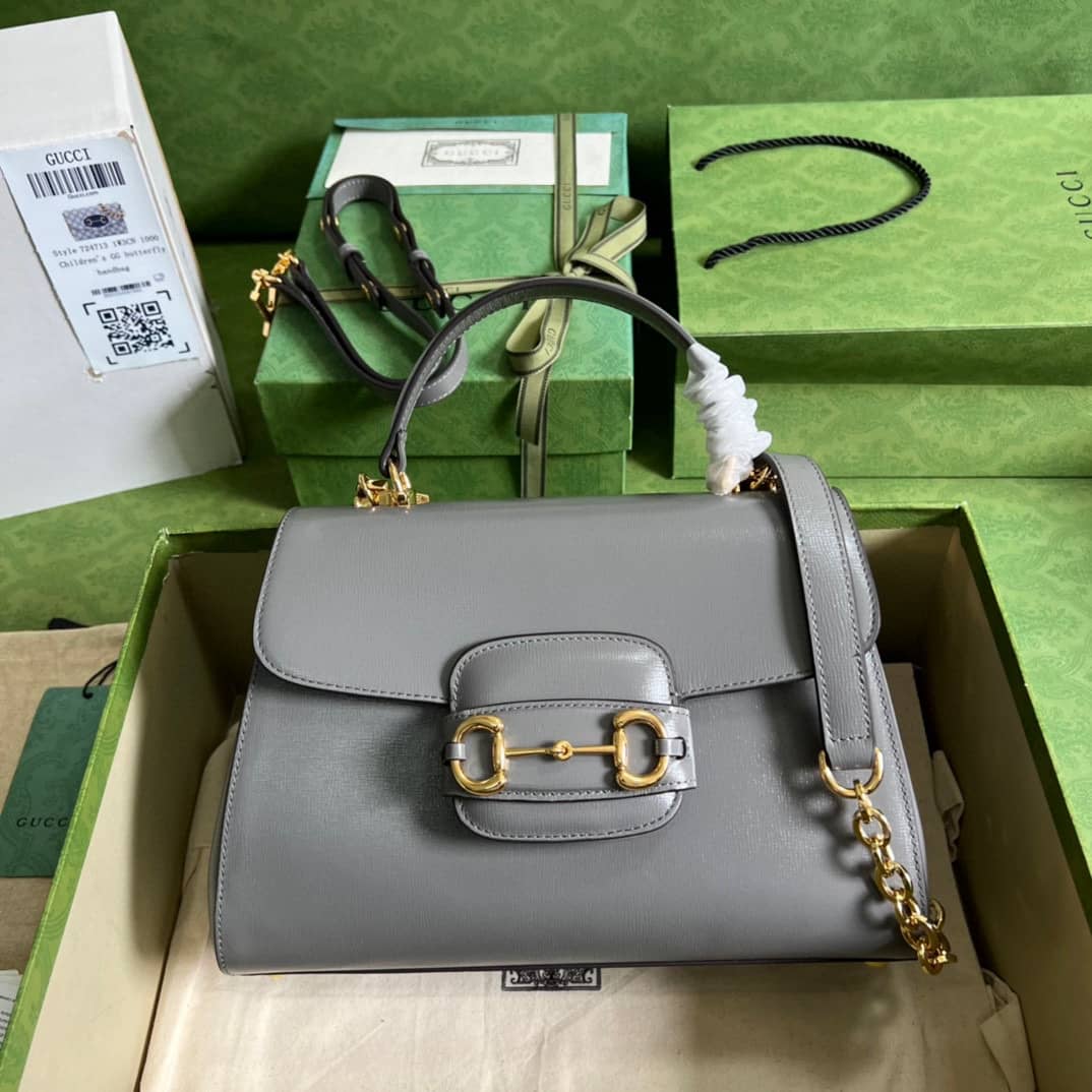 Replica Gucci Horsebit 1955 Top Handle Medium Chain Crossbody Bag 702049