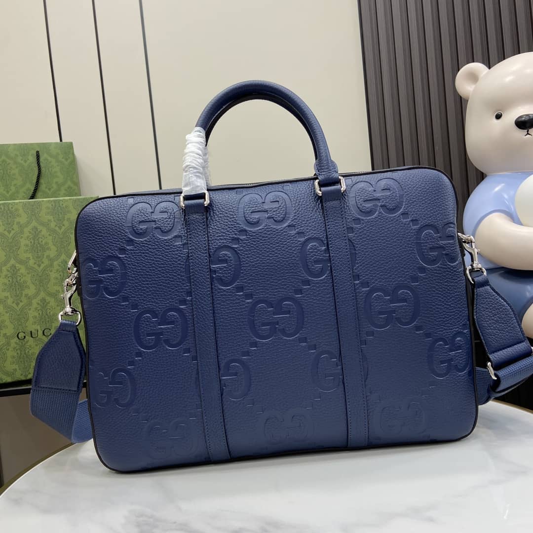 Replica Gucci Jumbo GG Leather Embossed Briefcase 658573