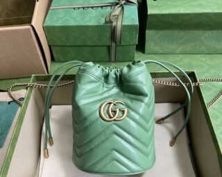 Replica Gucci Leather Gg Marmont Mini Bucket Bag 575163