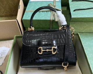 Replica Gucci Horsebit 1955 Top Handle Leather Mini Bag 703848