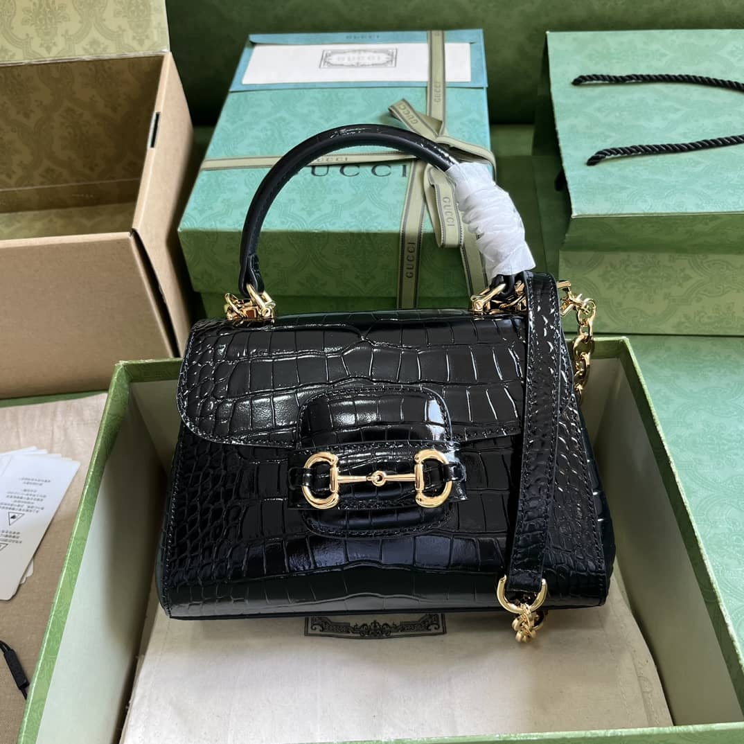 Replica Gucci Horsebit 1955 Top Handle Leather Mini Bag 703848