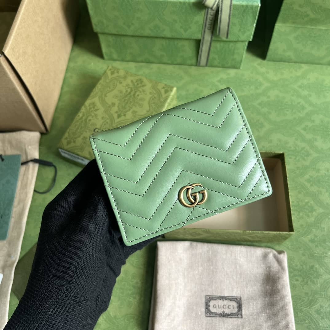 Replica Gucci Leather Gg Marmont Card Case Wallet 466492