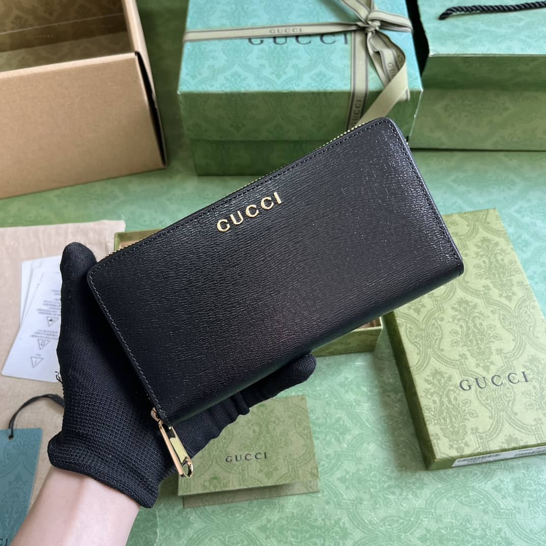 Replica Gucci Zip Around Wallet With Gucci Script 772642