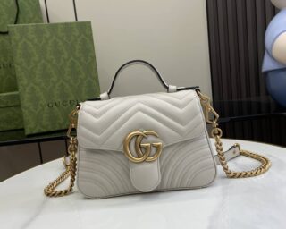 Replica Gucci Chevron Leather GG Marmont Mini Top Handle Bag 547260