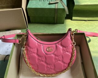 Replica Gucci GG Matelasse Quilted Mini Half Moon Chain Bag 739736