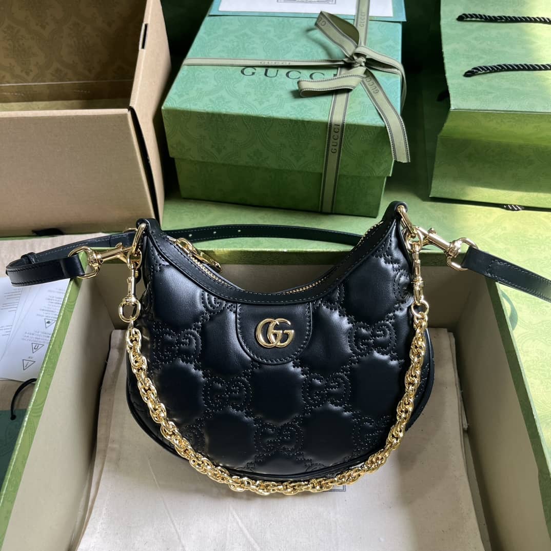 Replica Gucci GG Matelasse Quilted Mini Half Moon Chain Bag 739736