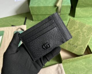 Replica Gucci GG Marmont Card Case In Black Leather 722734