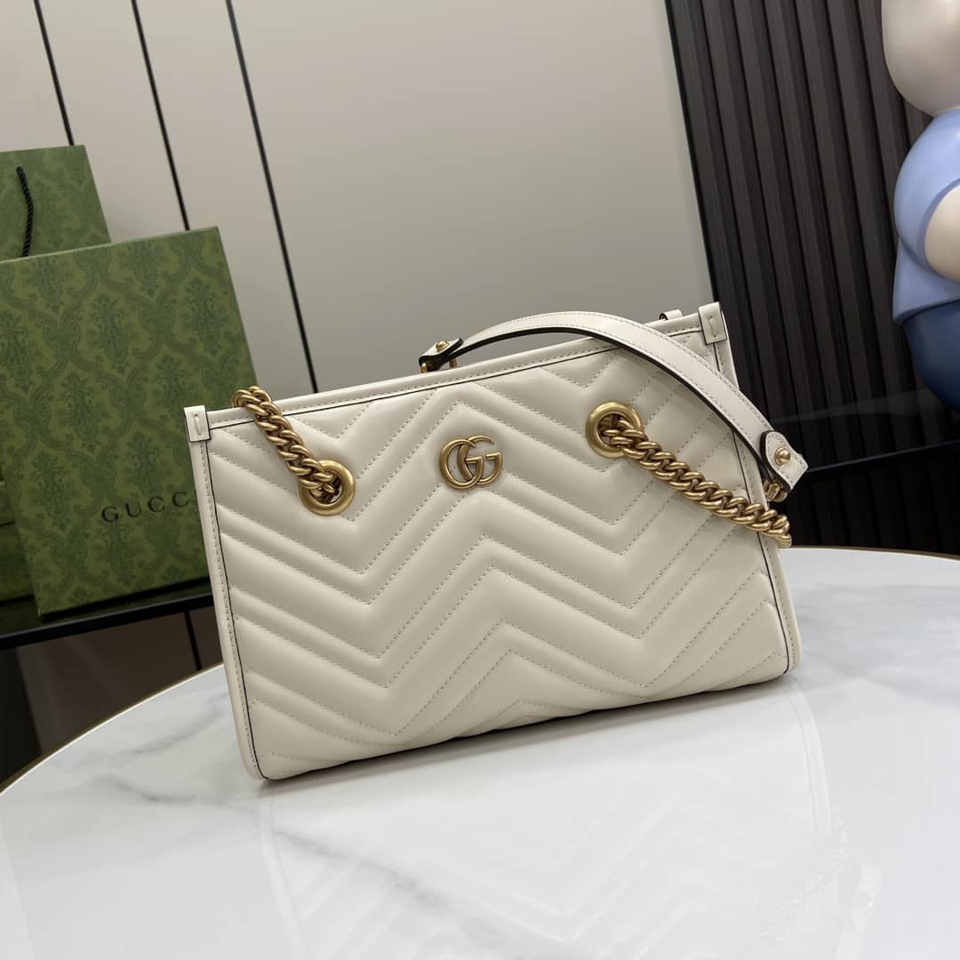 Replica Gucci GG Marmont Leather Small Tote Bag 779727