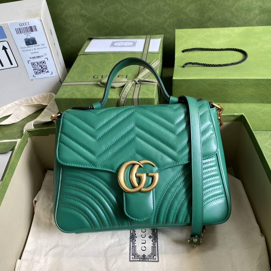 Replica Gucci Gg Marmont Leather Small Top Handle Bag 498110