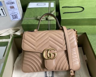 Replica Gucci Gg Marmont Leather Small Top Handle Bag 498110