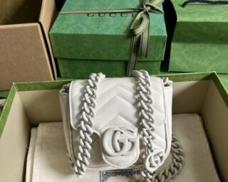 Replica Gucci Gg Marmont Leather Belt Chain Shoulder Bag 739599