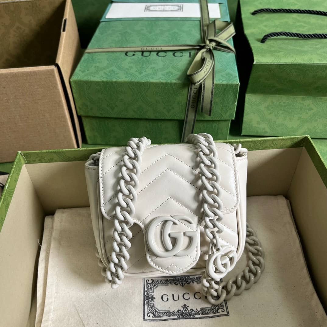 Replica Gucci Gg Marmont Leather Belt Chain Shoulder Bag 739599