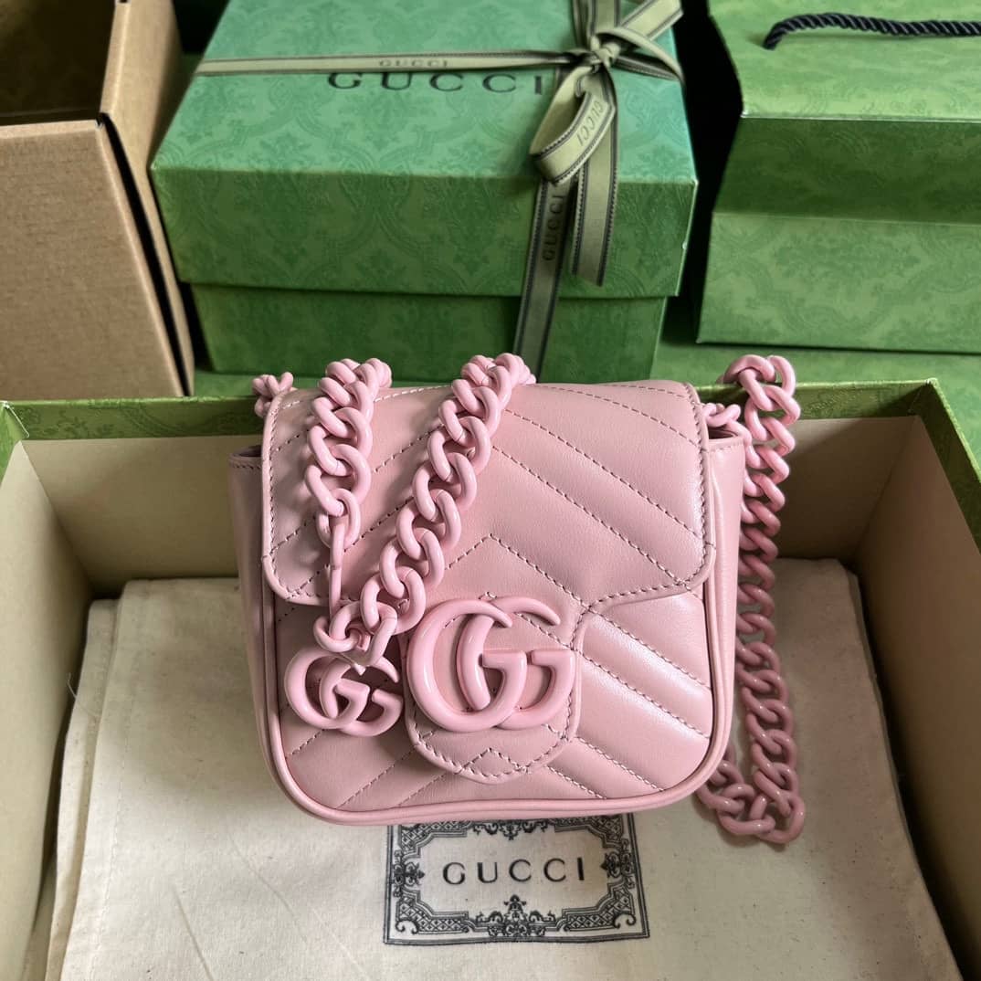 Replica Gucci Gg Marmont Leather Belt Chain Shoulder Bag 739599