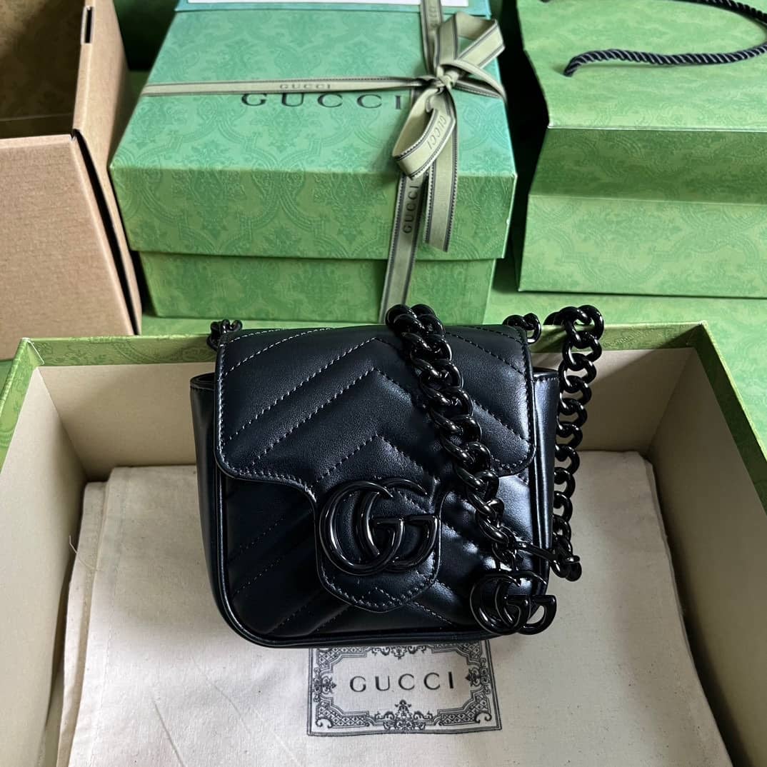 Replica Gucci Gg Marmont Leather Belt Chain Shoulder Bag 739599