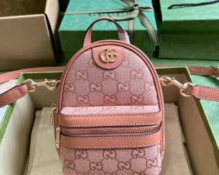 Replica Gucci Ophidia Mini GG Crossbody Bag In Pink Canvas 739701