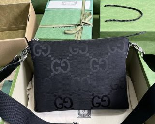 Replica Gucci Black Canvas Messenger Bag 739668