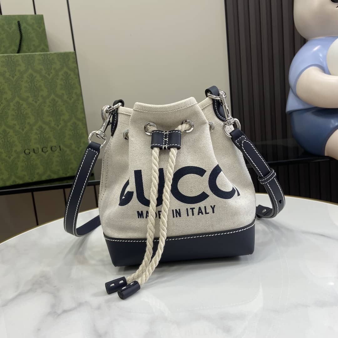 Replica Gucci Print Mini Canvas Bucket Bag 777166