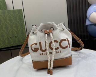 Replica Gucci Print Mini Canvas Bucket Bag 777166