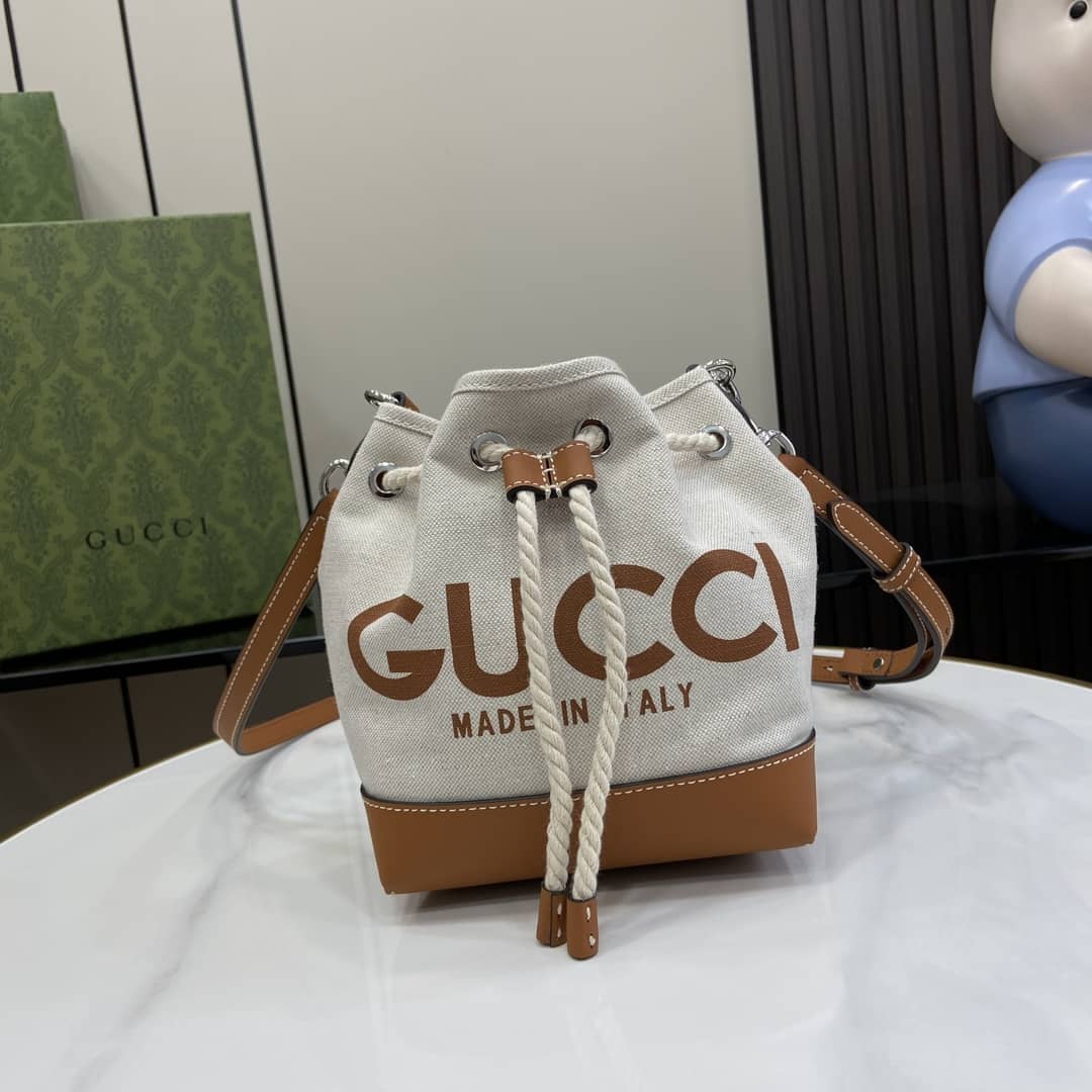 Replica Gucci Print Mini Canvas Bucket Bag 777166