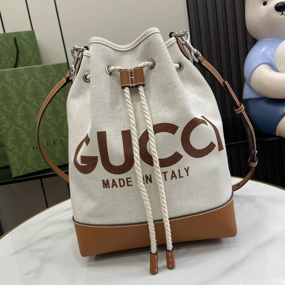 Replica Gucci Print Small Canvas Bucket Bag 772856