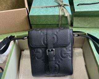 Replica Gucci Jumbo GG Leather Small Messenger Bag 760235