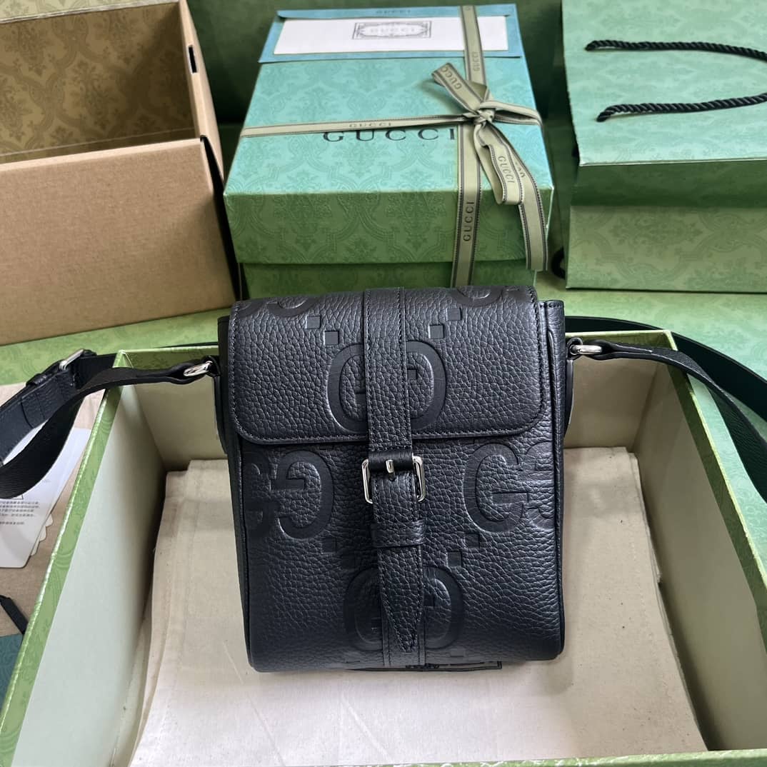 Replica Gucci Jumbo GG Leather Small Messenger Bag 760235