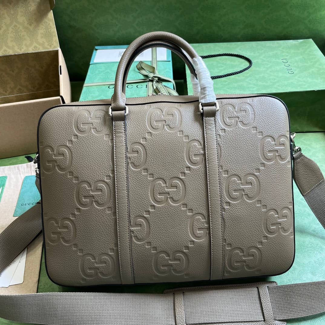 Replica Gucci Jumbo GG Leather Embossed Briefcase 658573