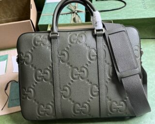 Replica Gucci Jumbo GG Leather Embossed Briefcase 658573