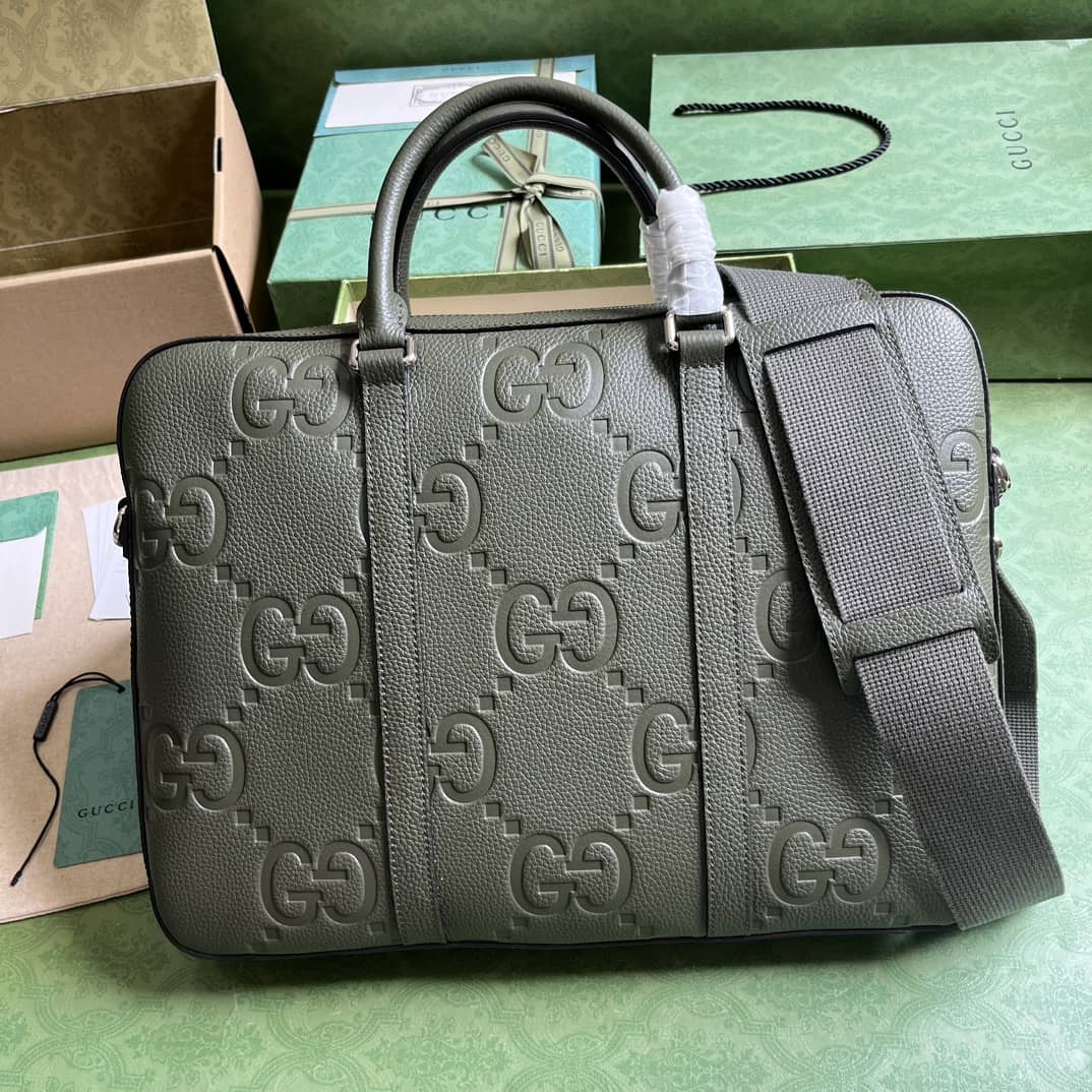 Replica Gucci Jumbo GG Leather Embossed Briefcase 658573