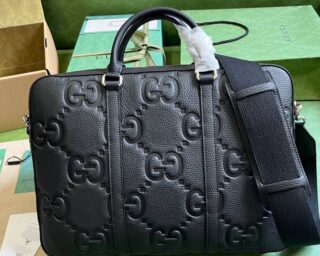 Replica Gucci Jumbo GG Leather Embossed Briefcase 658573