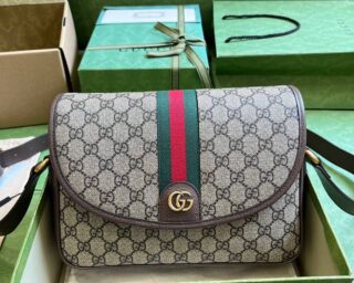 Replica Gucci Ophidia Leather-Trimmed Printed Coated-Canvas Shoulder Bag 724704