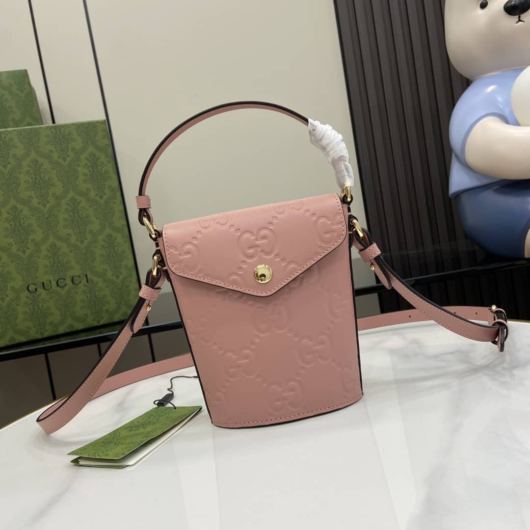 Replica Gucci Logo Embossed Top Handle Bag 772795