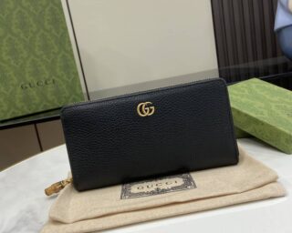 Replica Gucci Leather Zip Around Wallet With Bamboo 739499