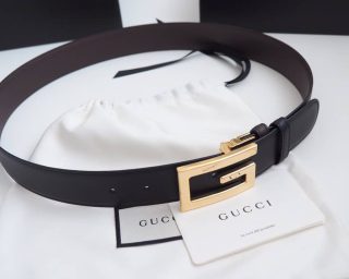 Replica Gucci Leather Belt Black