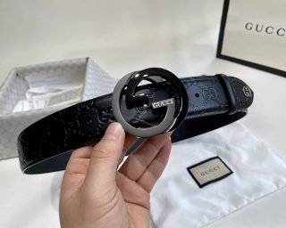 Replica Gucci Black GG Belt