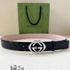 Replica Gucci Leather Belt With Double G Buckle