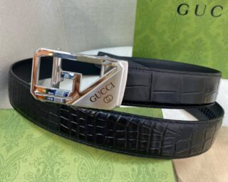 Replica Gucci Leather Belt Black