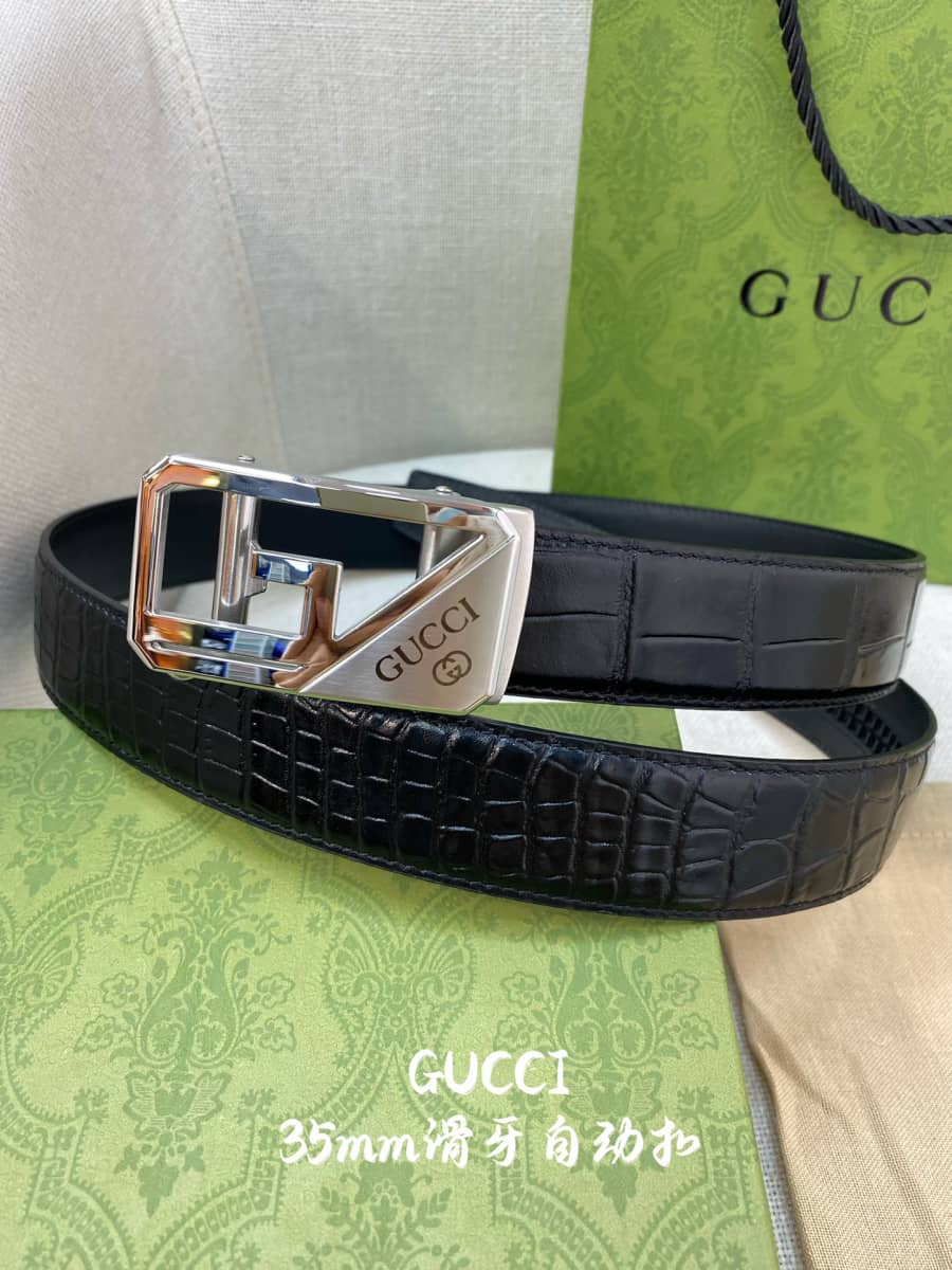 Replica Gucci Leather Belt Black