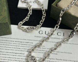 Replica Gucci Silver Necklace With Interlocking G